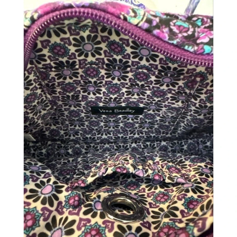 Vera Bradley Plum Pansy Quilted Cotton Crossbody Bag Purple‎ Floral Medallion